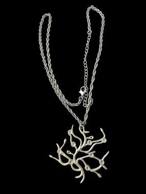 Disney Parks Silver Branch Rhinestone Pendant Necklace 20 Inch